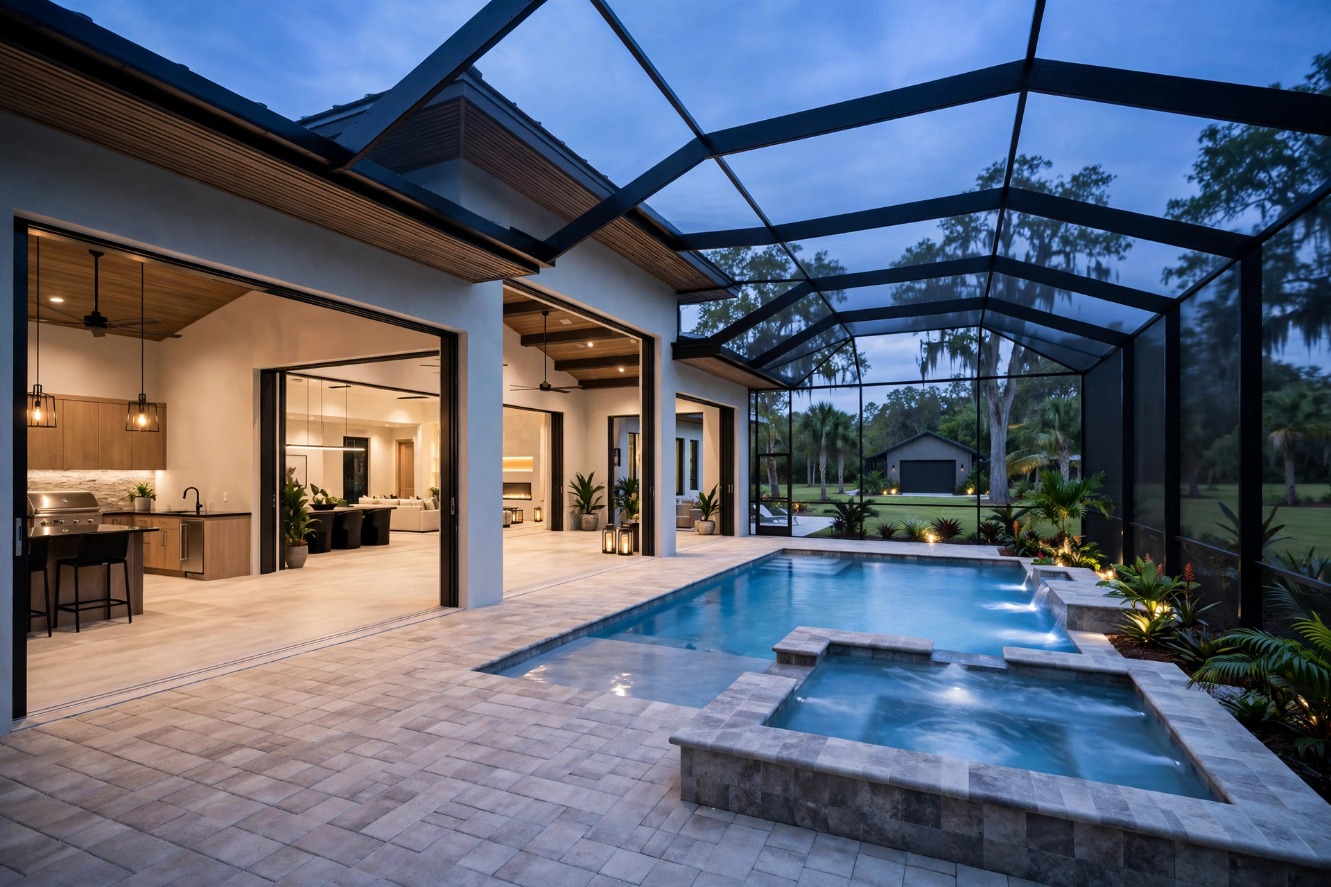 Rear — pool & screen enclosure