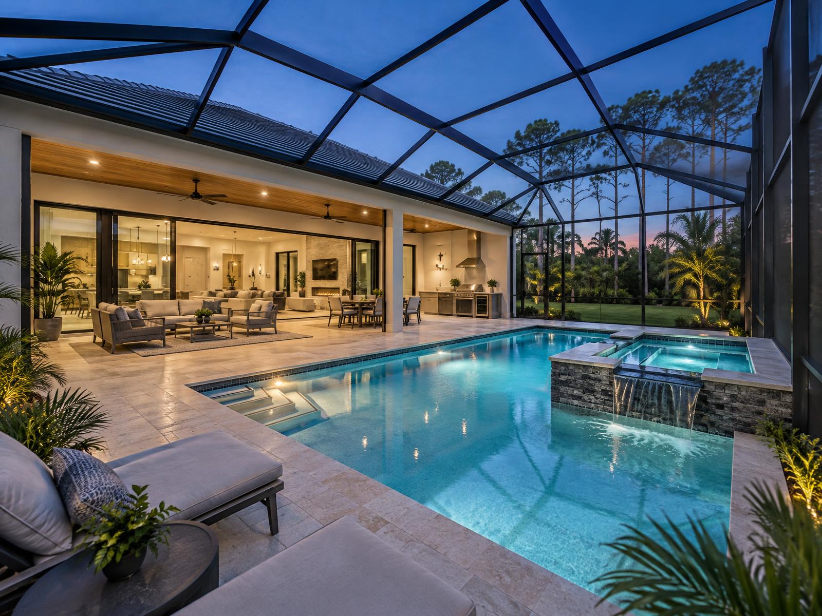 Rear — pool & screen enclosure